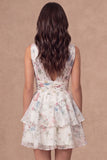 Floral Tiered Ruffled A Line Little White Dress