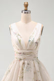 Floral Tiered Ruffled A Line Little White Dress