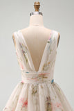 Floral Tiered Ruffled A Line Little White Dress