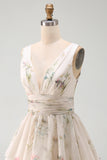 Floral Tiered Ruffled A Line Little White Dress