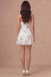 A Line Floral Cut Out Strapless Little White Dress