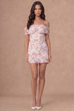 Bodycon Off the Shoulder Floral Little White Dress