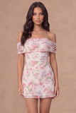Bodycon Off the Shoulder Floral Little White Dress