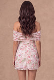 Bodycon Off the Shoulder Floral Little White Dress