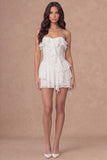 Ruffled A Line Strapless Little White Dress