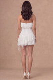 Ruffled A Line Strapless Little White Dress