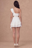 One Shoulder Ruffled Tiered A Line Little White Dress
