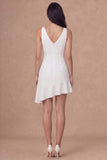 Ruffled A Line V Neck Little White Dress