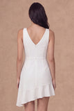 Ruffled A Line V Neck Little White Dress