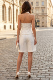 Ivory Halter Neck Single Breasted Work Suits