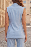 Light Blue Peak Lapel Double Breasted Work Suits