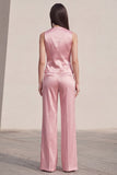 Pink Satin Single Breasted 2 Piece Work Suits