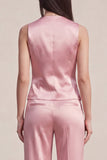 Pink Satin Single Breasted 2 Piece Work Suits