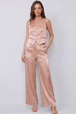 Dusty Rose V-Neck 2 Piece Business Suits with Pockets with Buttons