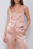 Dusty Rose V-Neck 2 Piece Business Suits with Pockets with Buttons