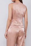 Dusty Rose V-Neck 2 Piece Business Suits with Pockets with Buttons