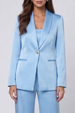 Single Breasted Light Blue 2 Piece Shawl Lapel Business Suits