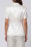 Peak Lapel Ivory 2 Piece Short Sleeves Business Suits