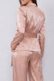 2 Piece Dusty Rose Peak Lapel Wide Leg Business Suits