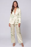 Light Green 2 Piece Notched Lapel Floral Single Breasted Business Suits