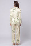 Light Green 2 Piece Notched Lapel Floral Single Breasted Business Suits