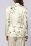 Light Green 2 Piece Notched Lapel Floral Single Breasted Business Suits