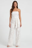 Floral Ivory Notched Lapel Long Sleeves Lace 2 Piece Business Suits