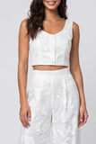 Scoop Floral 2 Piece Ivory Lace Business Suits with Buttons