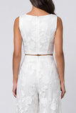 Scoop Floral 2 Piece Ivory Lace Business Suits with Buttons