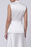 Ivory Midi 2 Piece Peak Lapel A Line Business Suits with Buttons
