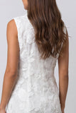 Double Breasted Floral Short Ivory Shawl Lapel Work Dress with Ruffles