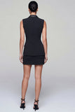 Black 2 Piece Double Breasted Peak Lapel Short Work Dress
