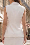 Ivory 2 Piece Shawl Lapel Single Breasted Midi Business Suits