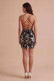 Corset Pink Floral Sparkly Sequined Short Cocktail Dress