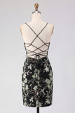 Corset Pink Floral Sparkly Sequined Short Cocktail Dress