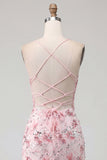 Corset Pink Floral Sparkly Sequined Short Cocktail Dress