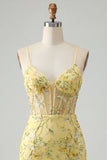Corset Pink Floral Sparkly Sequined Short Cocktail Dress