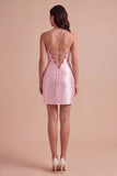 Beaded Sparkly Corset Pink Short Cocktail Dress