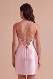 Beaded Sparkly Corset Pink Short Cocktail Dress