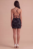 Fuchsia Floral Bodycon Short Cocktail Party Dress