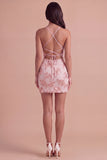 Fuchsia Floral Bodycon Short Cocktail Party Dress