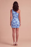 Yellow Floral Bodycon One Shoulder Short Cocktail Party Dress