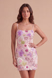 Bodycon Floral Sparkly Pink Short Cocktail Party Dress