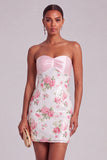 Light Pink Sparkly Floral Bodycon Short Formal Dress
