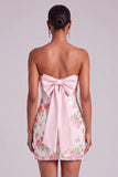 Light Pink Sparkly Floral Bodycon Short Formal Dress