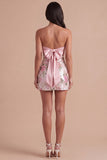 Light Pink Floral Bodycon Sparkly Sequined Short Cocktail Dress