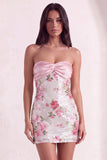 Light Pink Floral Bodycon Sparkly Sequined Short Cocktail Dress