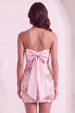 Light Pink Floral Bodycon Sparkly Sequined Short Cocktail Dress