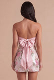 Light Pink Floral Bodycon Sparkly Sequined Short Cocktail Dress