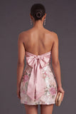 Light Pink Sparkly Floral Bodycon Short Formal Dress